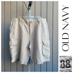 Cotton Linen Cargo Shorts Beige Men's 38 | Old Navy